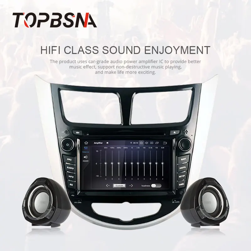 Sale TOPBSNA Android 9.0 Car Multimedia Player For Hyundai Solaris accent Verna i25 2011-2012 WIFI Stereo 2 Din Car Radio headunit AM 2