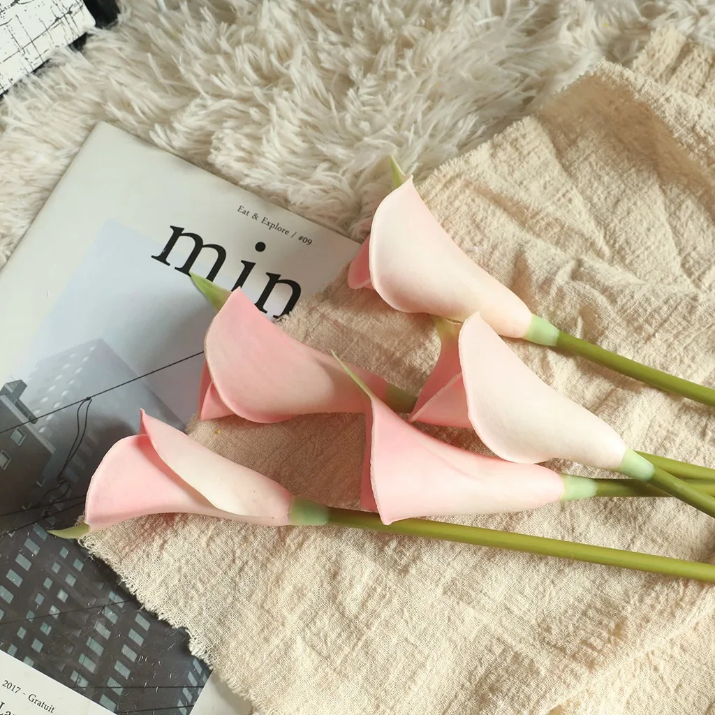Искусственный Поддельный лист Калла цветочный свадебный букет цветов вечерние домашний декор поддельные цветы праздничные принадлежности, домашний декор букет