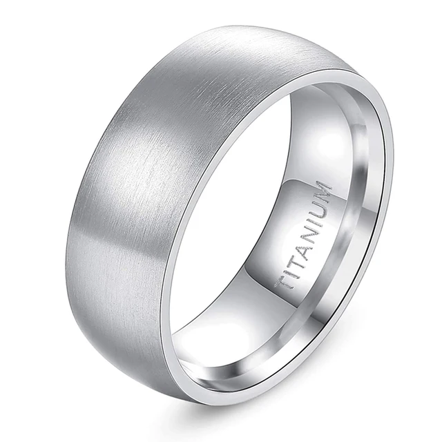 Tigrade 4/6/8mm Brushed Simple Silver/black Color Titanium Ring Men ...