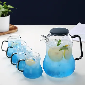 

Water Pitcher Glass Water Pot Heat Resistant Water Jug and Glass Set Kettle Boiling for Tea Home Large Capacity Cup Kettle Set