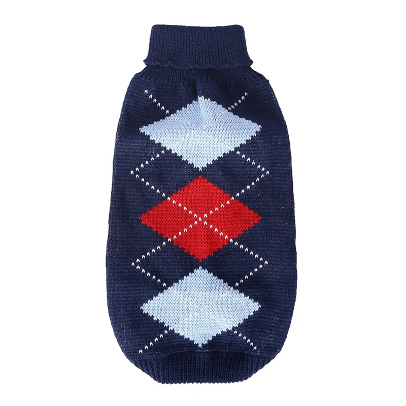 Dark blue Игрушки для собак трикотаж для собак осень зима теплый клетчатый свитер щенок водолазка Одежда для маленьких средних собака Йоркширский терьер плюшевый костюм - Цвет: Dark blue