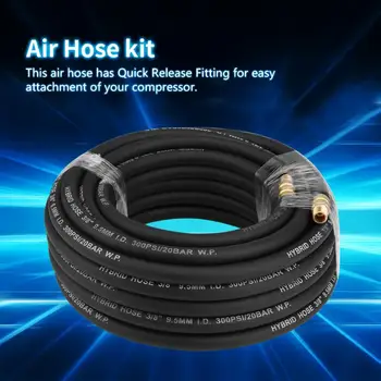 

1Set 15m Flexible Rubber Pneumatic Air Tube Compressor Hose + 5pcs BPS Quick Connectors Compressor Accessory Kit Tool Black