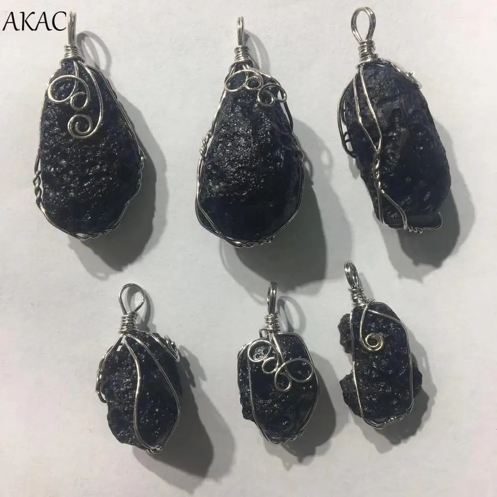 Natural freedom shape irregular rarely black moldavite stone pendant send randomly