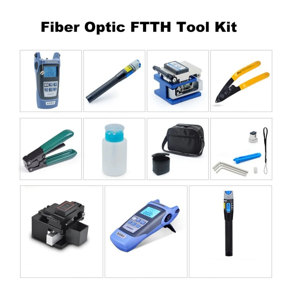 Волоконно-Оптический FTTH Набор инструментов с волоконным кливером зачистки плоскогубцы Миллер плоскогубцы 5 км красный лазер оптический измеритель мощности
