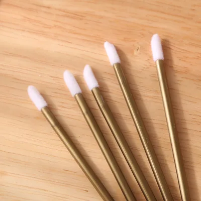 gold Disposable 50pcs Lip Brushes Colored Make Up Brush Cosmetic Lipstick Mascara Gloss Wand Tool Portable Lip Brushes Makeup Brushes - Handle Color: gold