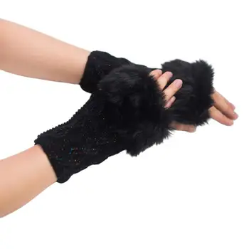 

Autumn Winter Female Warm Knitted Long Gloves Elastic Wild Women Hand Warmer