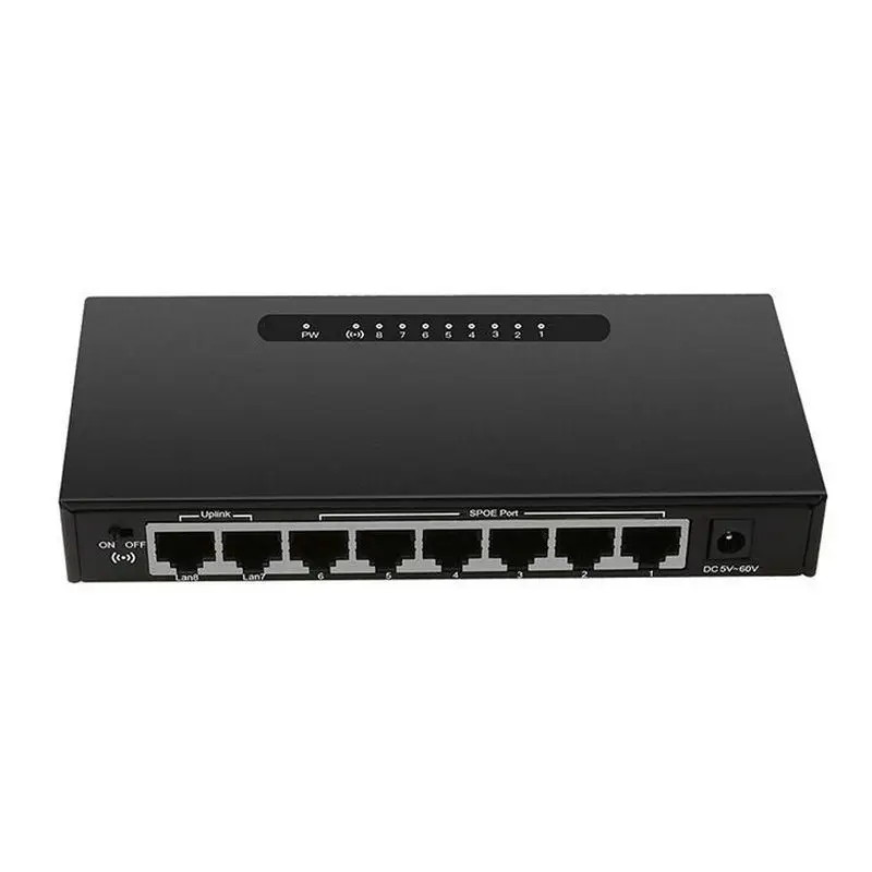 

Diewu 8 Port Power Ethernet Network Poe Switch 10/100Mpbs Desktop Lan Hub 6 Spoe Ports Injector Power For Cameras(Us Plug)