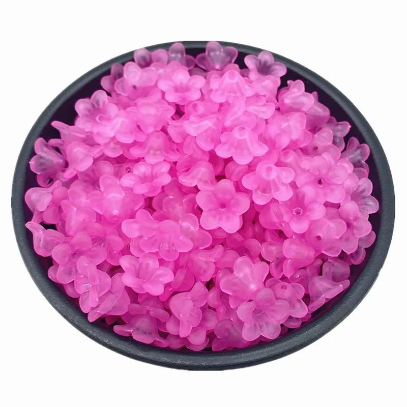 50pcs Fashion Matte Acrylic Flower Beads - 12.5mm Decorative DIY Jewelry Accessories