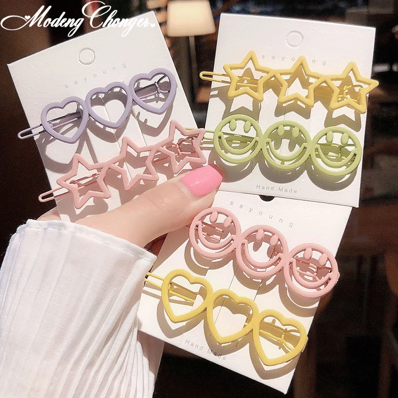 

Women Colorful Candy Hair Clips Alloy Cute Girls Metal Hairpin Geometry BB Bangs Clip Fashion Barrette Newest Hair Accessories