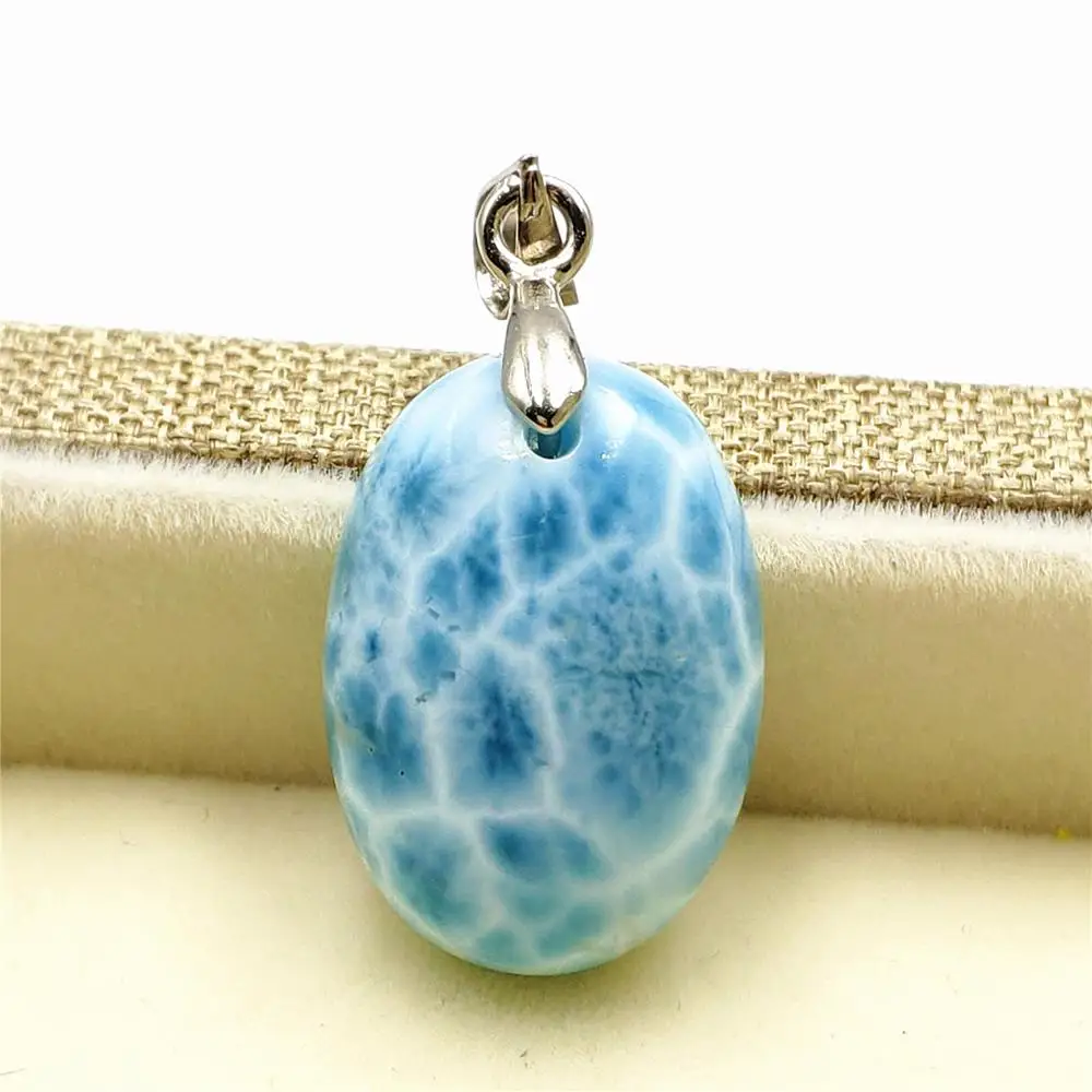 Genuine Natural Blue Larimar Necklace Pendant Gemstone For Women Men 20x14x7mm Water Pattern Lucky Love Gift Pendant AAAAA