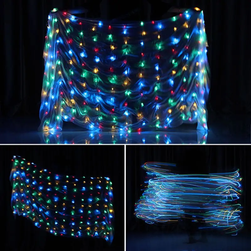 

Belly Dance Scarf Silk Dance Hand Glow Light Performance Prop Belly Dance LED Hand Throw Scarf