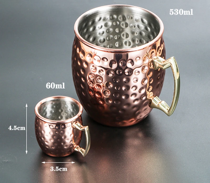 Free Shipping Mini 2-Ounce Stainless Steel Moscow Mule Mug Espresso Mini Mugs Copper Plated Mug Shot Mugs Set of 4