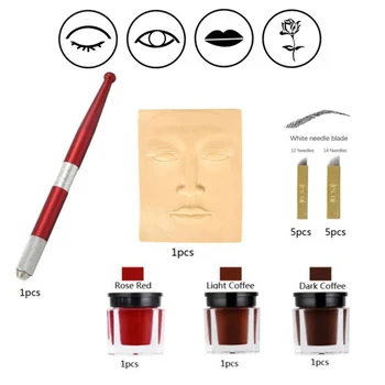 

Free Shipping Professional Permanent Makeup Tattoo Kit for Body Art Tattoo Paint Ink Eyebrow Tattoo Practice Ink for Beginners