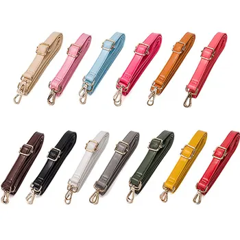 

2CM Pure Color Cotton Woven Belt With PU Leather Long Shoulder Belt Adjustable Single-shoulder Slant Shoulder Bag Accessories