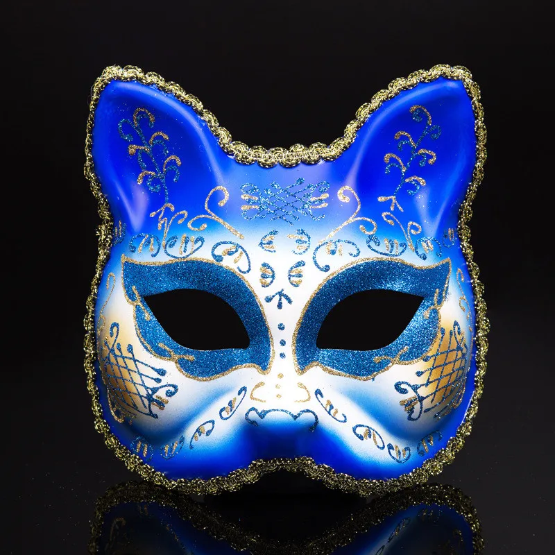 Блестками Cat дизайнерская маска для вечеринки с рисунком лисы Маскарадная маска на Рождество и Хеллоуин; Венецианский карнавал маска Анонимус Косплэй маска животного