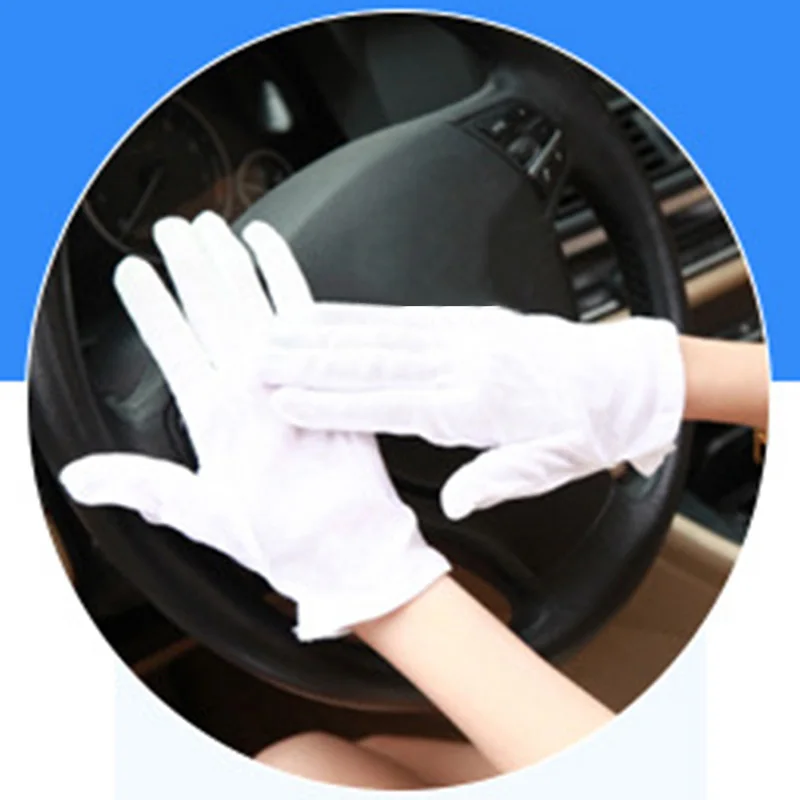 12Pairs/Lot White Labor Insurance Work Gloves Nylon Cloth Thick Safely Security Working Labor Gloves