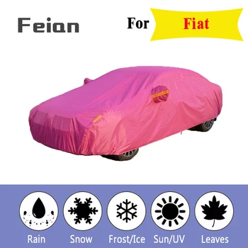 

Full Reflective strip Car Covers Snow Ice Dust Wind Sunshade UV Cover Foldable Car Outdoor Pink Protector Cover for Fiat