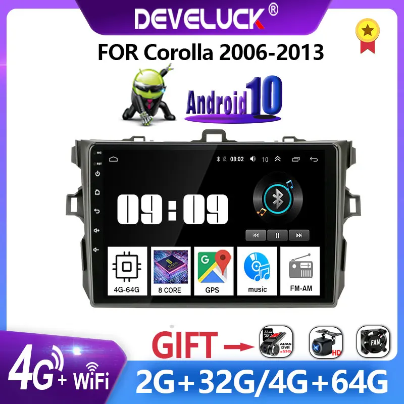 

9"Android 10.0 Car Radio for Toyota Corolla E140/150 2006-2013 2Din DSP navigaion Multimedia Video Player Split Screen Head Unit