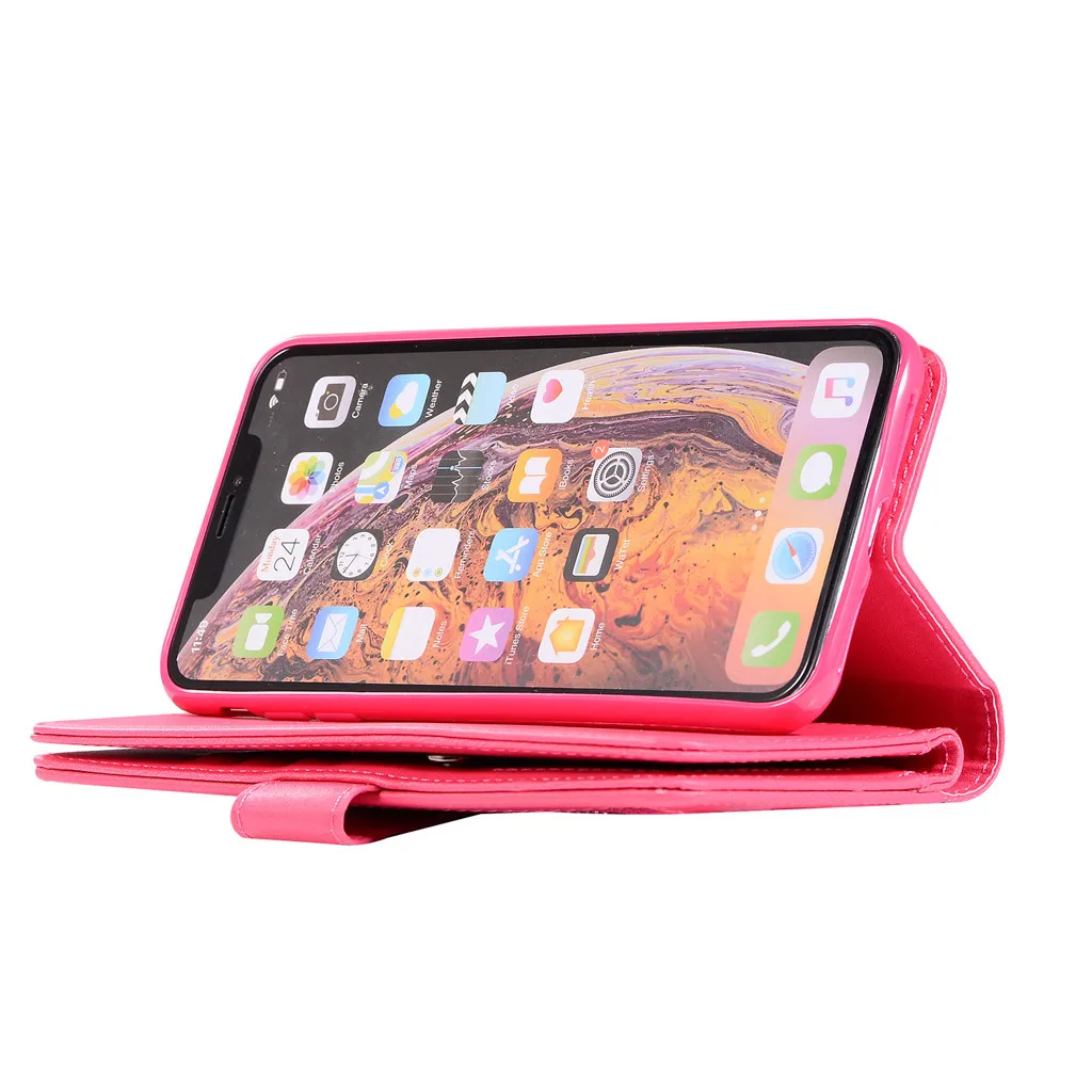 Чехол-бумажник чехол откидная подставка для iPhone 6/6s/7/8/7 большого/8 plus/x/xs/xr/xs max/11/11pro/11pro max 9 держатель для карт с застежкой-молнией и блестками кожа
