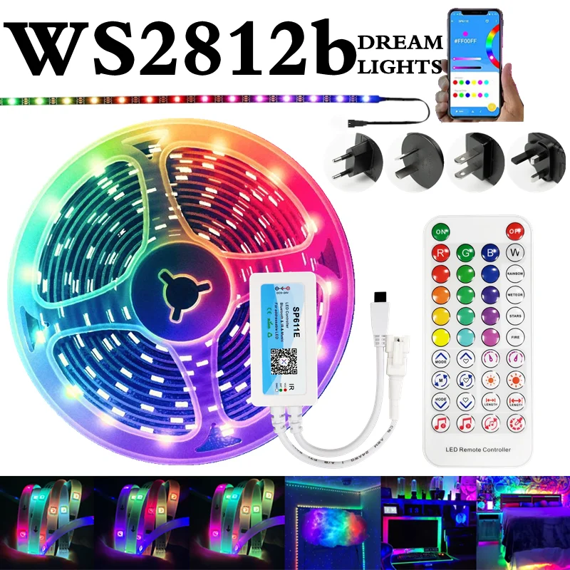 Светодиодная лента WS2811 2812 2835 освещение Dream Color с Bluetooth световые полосы Диодная для