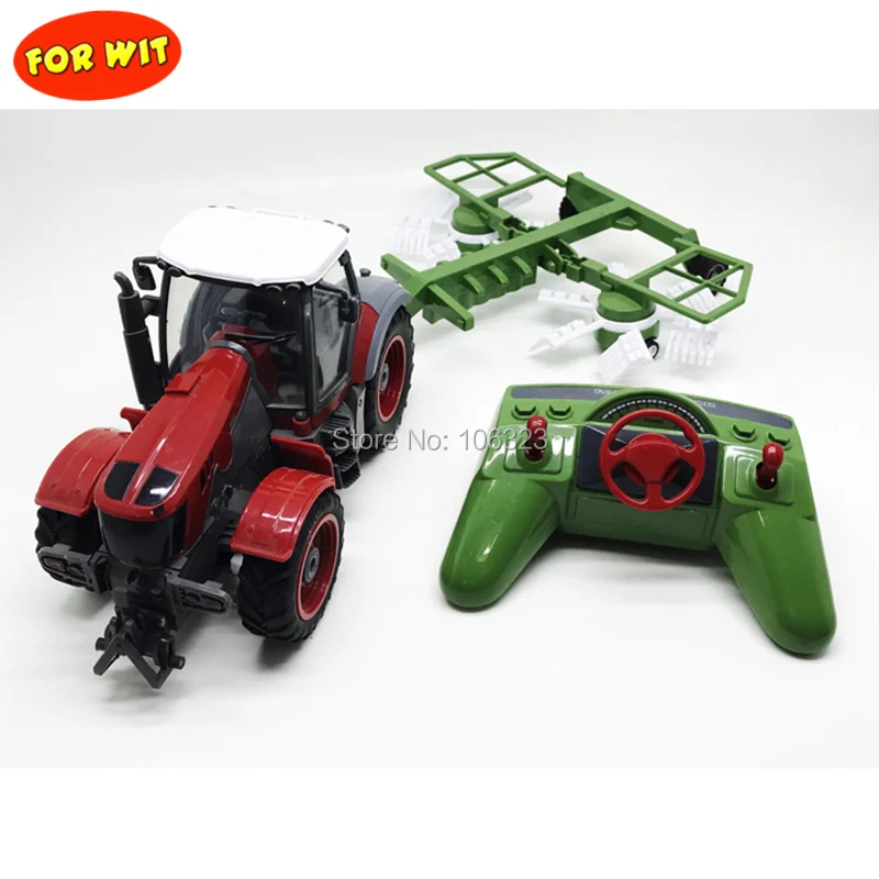 

New 1:28 Agrimotor 4 Channel Remote / Radio Control Farm Tractor Toy, RC Farmer Cars with Trailer Oxcart/Horse Cart/Grass-Mowing