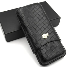 COHIBA популярный тканый узор кожаный чехол для сигар 3 трубки дорожный хьюмидор для сигар держатель сигары резак деловой набор с подарочной коробкой