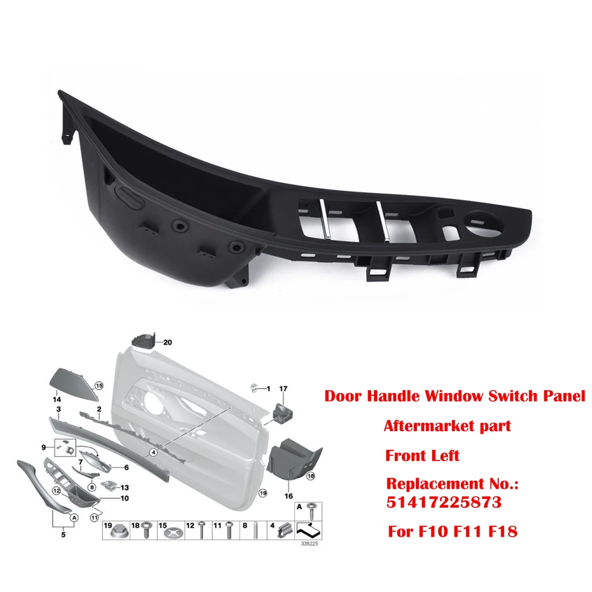 

7 Pcs For BMW 5 Series F10 F11 Car Inner Door Handle Panel Pull Trim Cover Kit