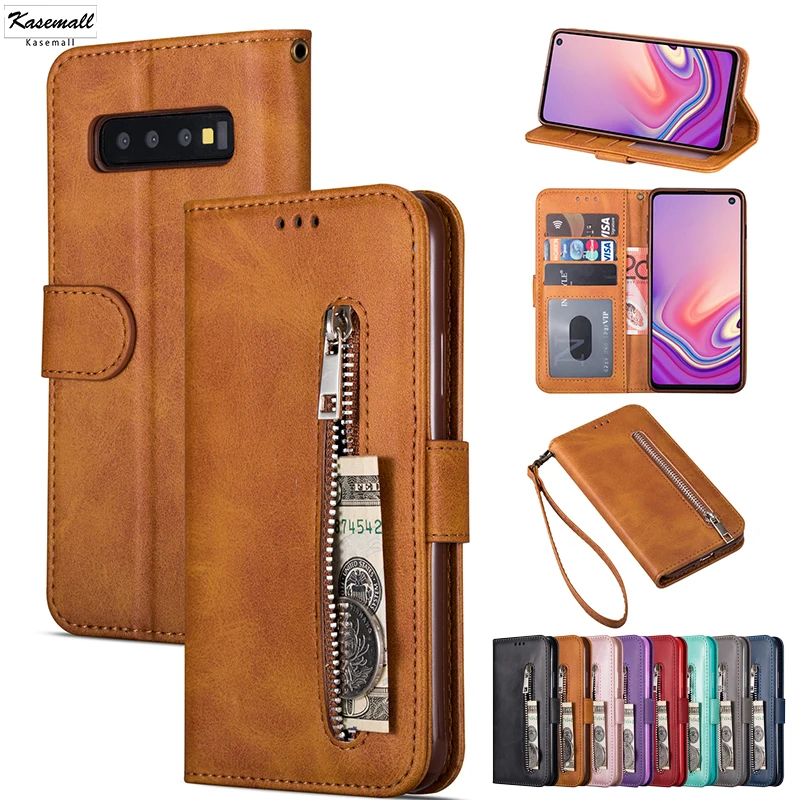 Кожаный флип кошелек A51 A71 A21s A30 A50 чехол на молнии для Samsung Galaxy S20 FE S10 E S9 Plus S8 S7 Edge Note