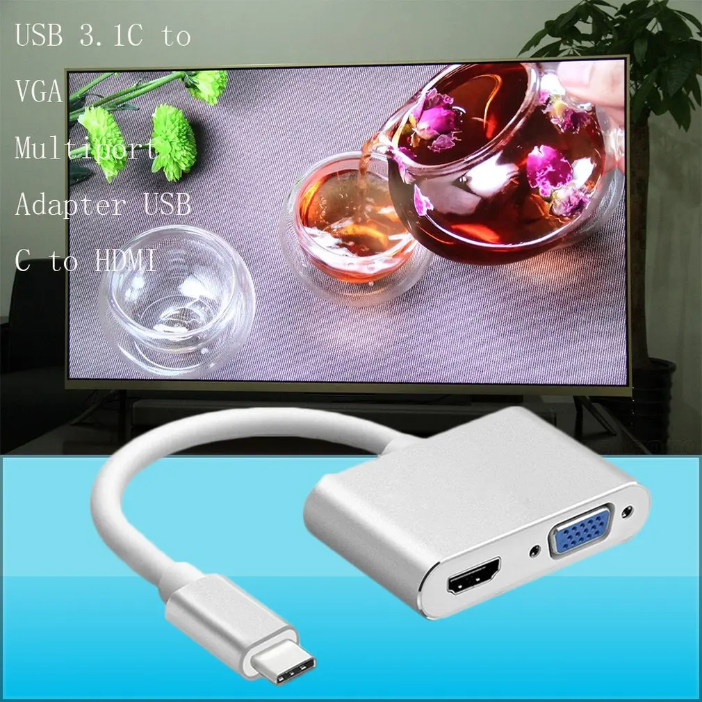 USB 3,1 type C к VGA многопортовый адаптер USB C к HDMI 4K конвертер UHD портовый концентратор