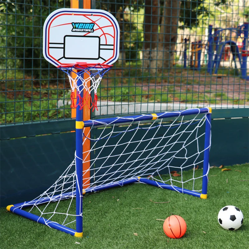 Детский Баскетбол обруч 2 в 1 Спорт на открытом воздухе дети футбол цель Мальчики футбольная игрушка мини Баскетбол тренировочные аксессуары