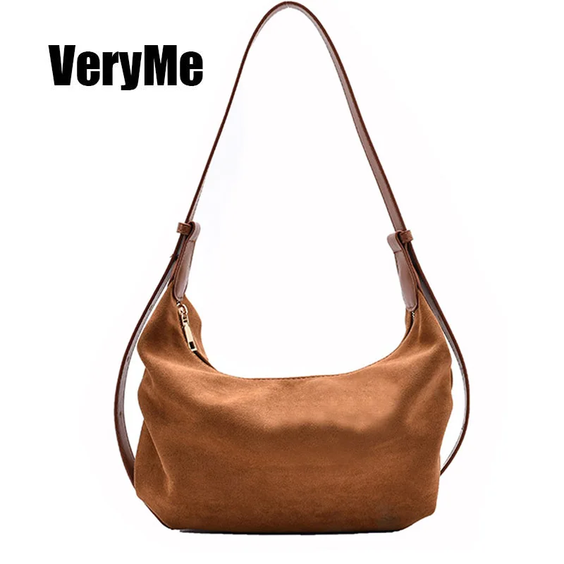 VeryMe Suede Casual Crossbody Handbag Retro Female Shoulder Bag Quality Soft PU Lady Messenger Hobo Bag bolsos marca mujer lujo