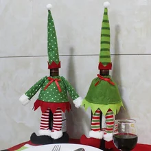 Горячий Рождественский вязаный винный набор Счастливого Рождества Декор для дома, бара, настольный чехол для бутылки вина сумка подарок