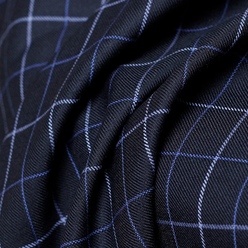 Ткань темно-синий плед пряжа окрашенная камвольная шерсть материалы Осенние костюмы брюки куртка DIY Одежда ткани