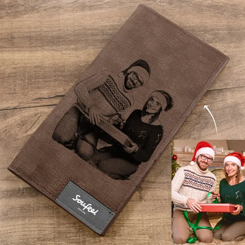 

Long Customized Photo Wallet Men's Picture Diy Lettering Printing Engraved Drawing Clutch Bag Students Ultra-thin Simple Wallet