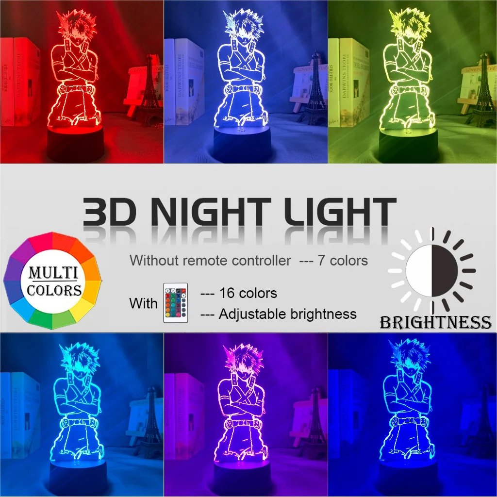 Led Night Light My Hero Academia Katsuki Bakugo Figure for Kids Child Bedroom Decor Nightlight Color Changing Desk 3d Lamp Gift