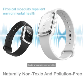 

Ultrasonic Mosquito Repellent Bracelet Rechargeable Smart Electronic Mosquito Repellent Watch Wristband with Clock Function New
