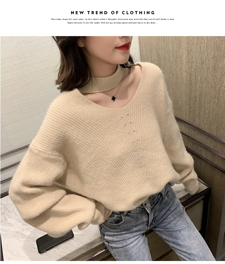 Woherb свитер женский сплошной цвет выдалбливают трикотажные пуловеры с длинным рукавом Свободные Джемперы корейский Повседневный Модный Pull Femme 90999