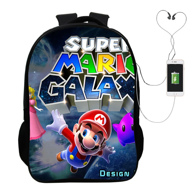 photo colour Популярная игра “Марио” Многофункциональный USB зарядный рюкзак для детей, для мальчиков, детей, подростков, мужские Школьные сумки дорожные сумки для ноутбуков - Цвет: photo colour