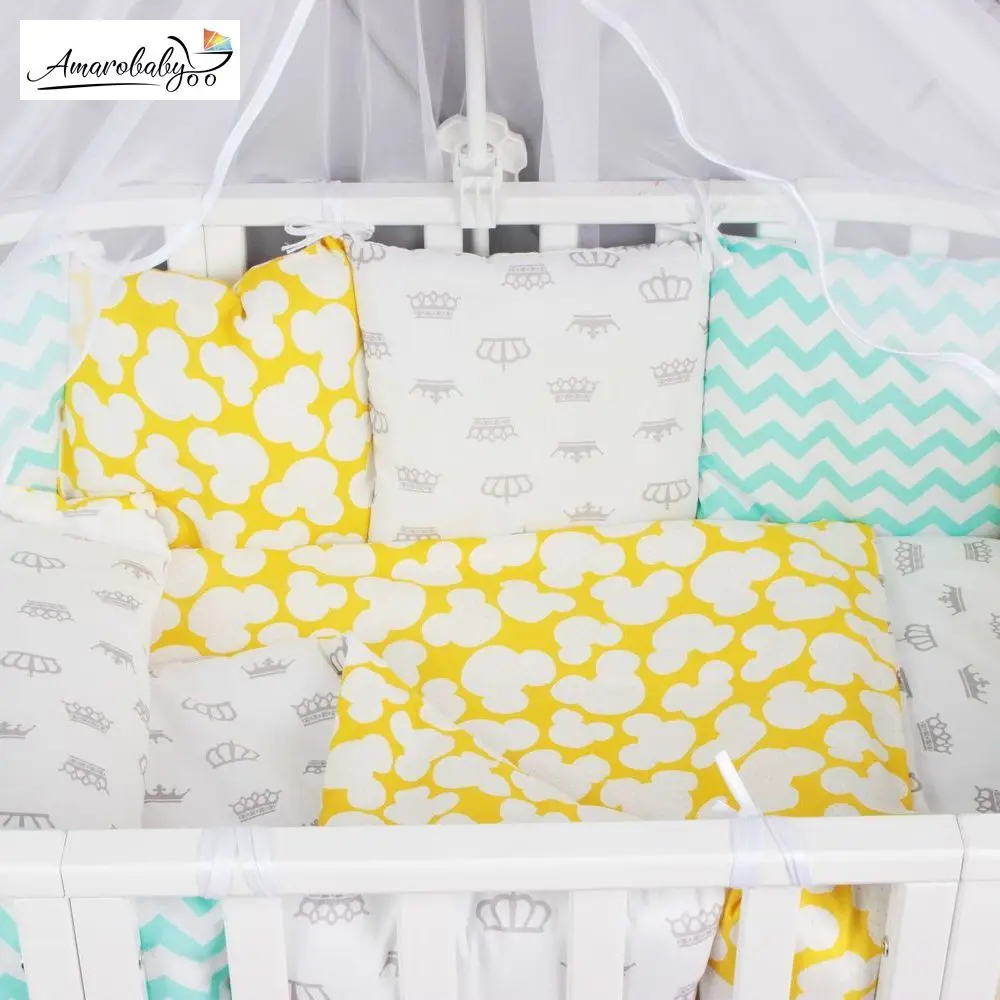 Комплект в кроватку 15 предметов(3+12 подушек-бортиков) AmaroBaby, бязь
