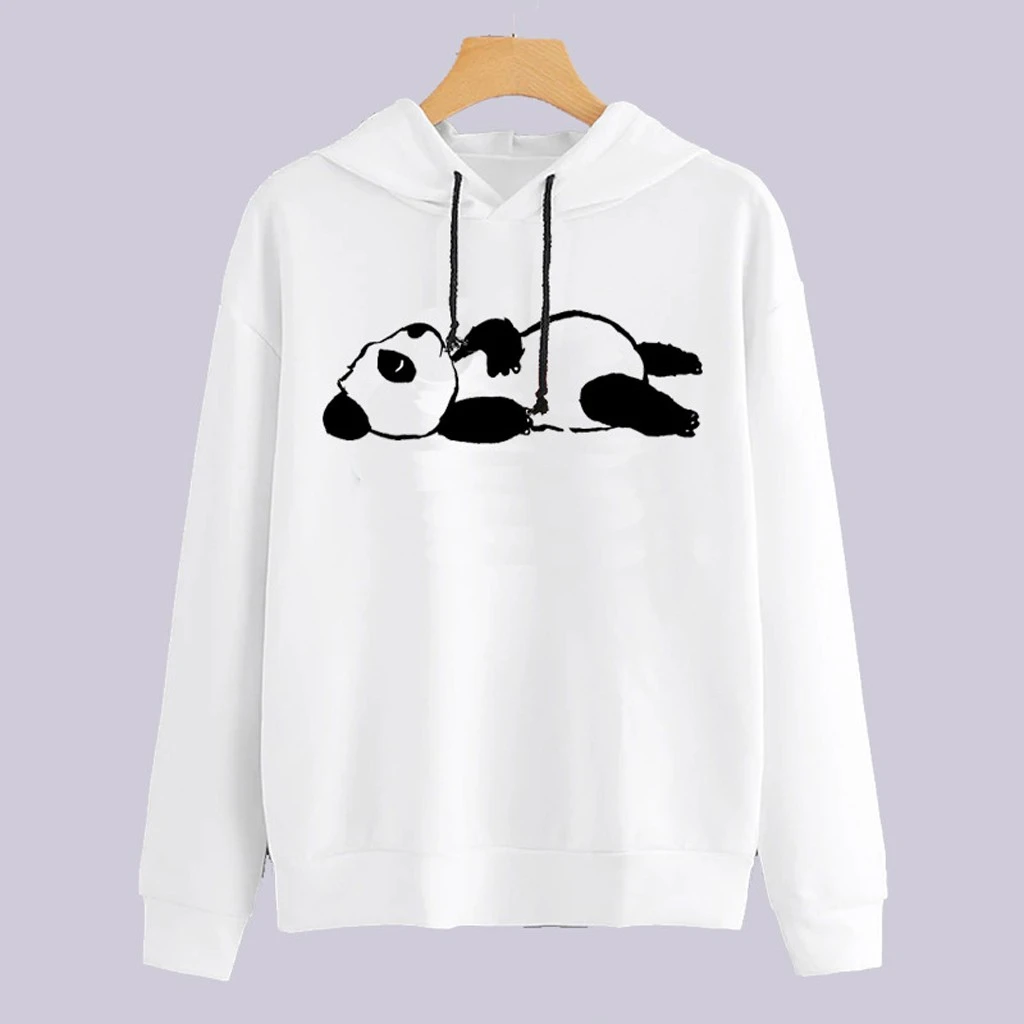 Women Hoodies Sweatshirts Girl Panda Kawaii Lovely Hooded Pullover Tops Blouse Casual Spring Fall Clothes Cover 902