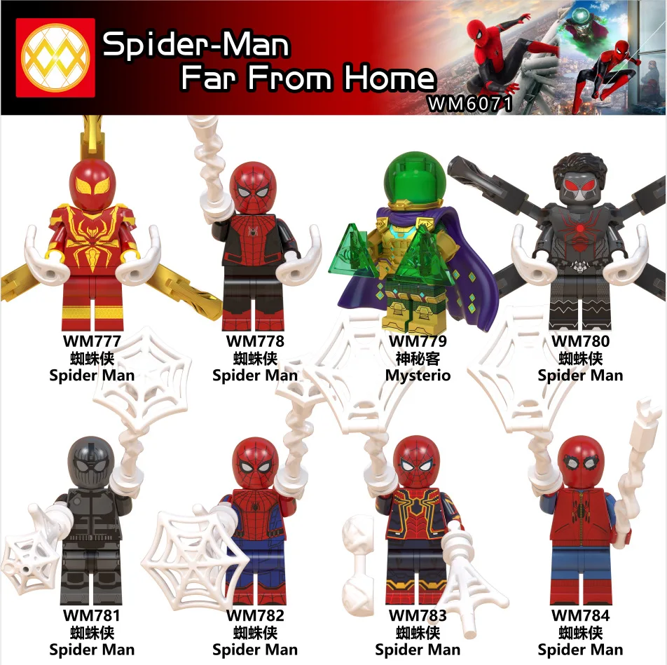 Человек-паук вдали от дома фигурка супергероев Marvel Человек-паук Mysterio Питер Паркер Человек-паук Строительные блоки игрушки WM6071
