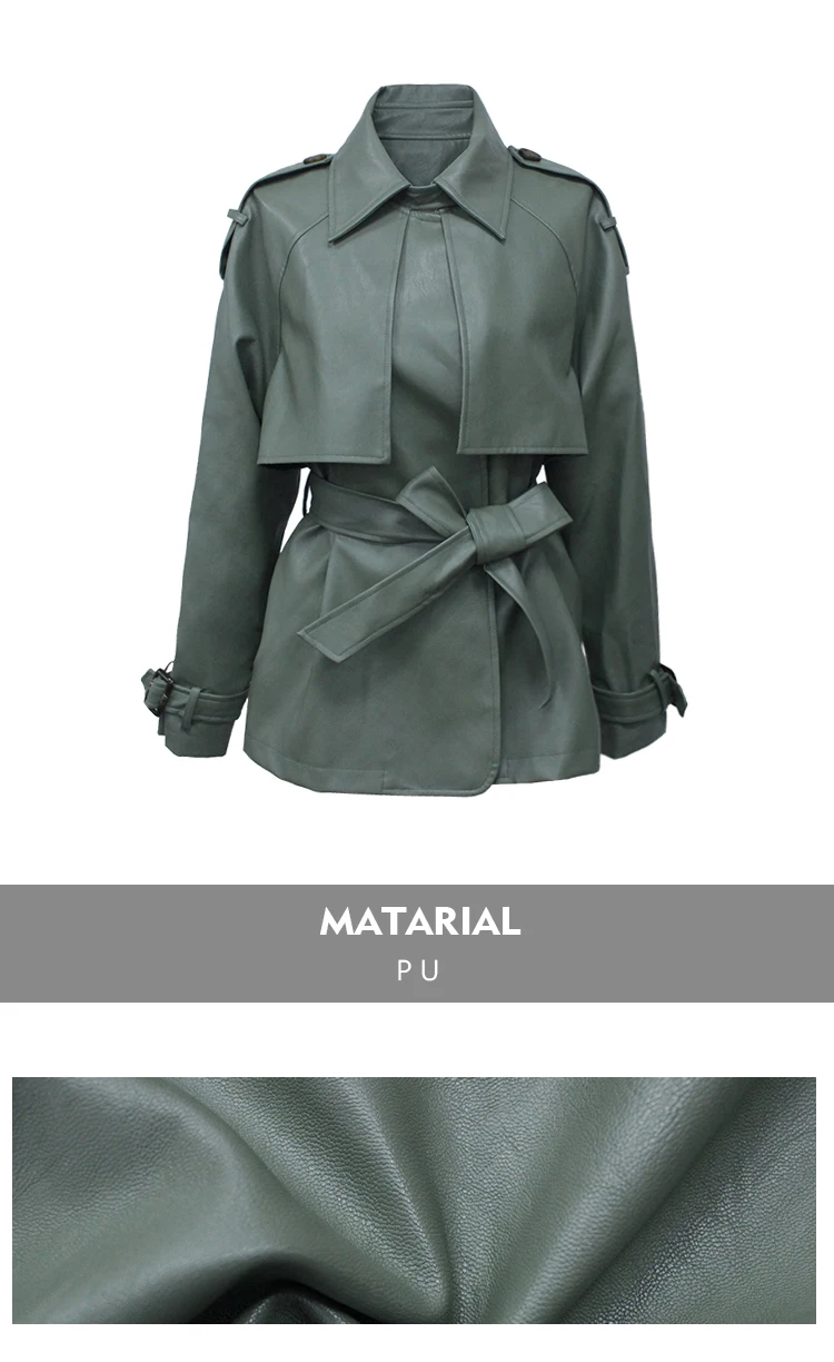 Новинка, дизайнерская женская куртка из искусственной кожи, пальто с поясом из искусственной кожи, повседневная женская уличная одежда, куртки высокого качества
