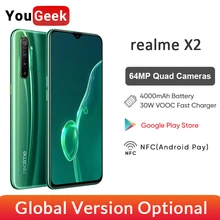 Realme X2 глобальная версия CN X 2 Мобильный телефон Snapdragon 730G 64MP Quad камера 6,4 ''телефон nfc VOOC 30W FastCharger