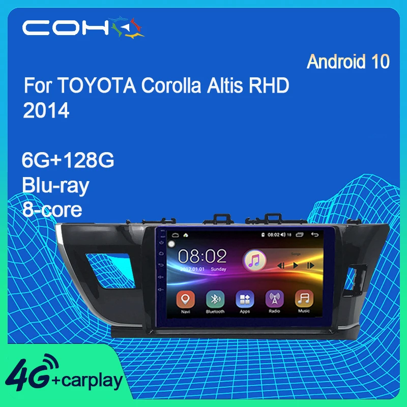 COHO For TOYOTA Corolla /Altis RHD 2014 IPS Screen Radio Car Stereo Android 10.0 8-Core 6+1284g