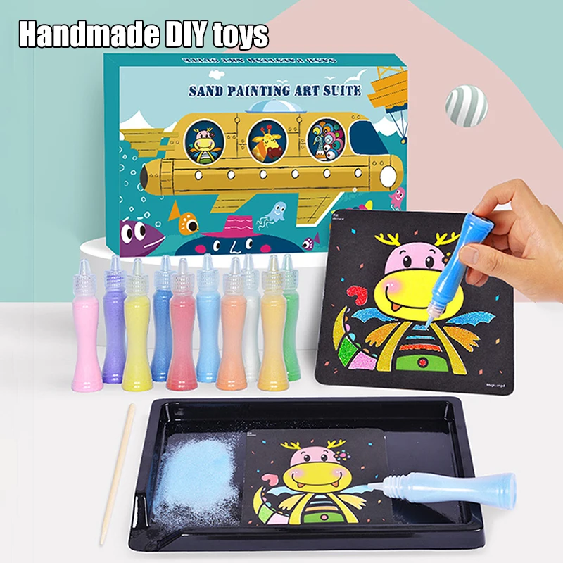 

Colored Sand Painting Artists Kit 10 Color Kids' Sand Art Kit with 10 Sheet Sand Art Painting Cards Set Children Art Toy DJA88