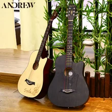 Эндрюс 38 дюймов классический цвет олень солнце рыба листья кролик липа Классическая акустическая гитара