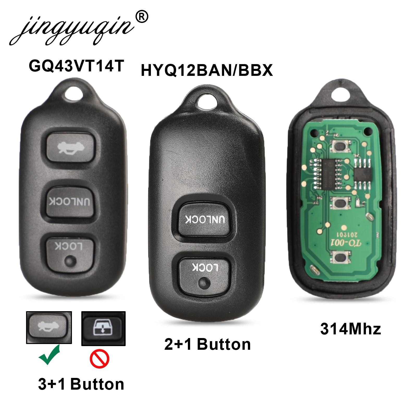 10X 315 МГц дистанционный ключ брелок от машины 2/3 кнопка + паника для Toyota HYQ12BBX Highlander