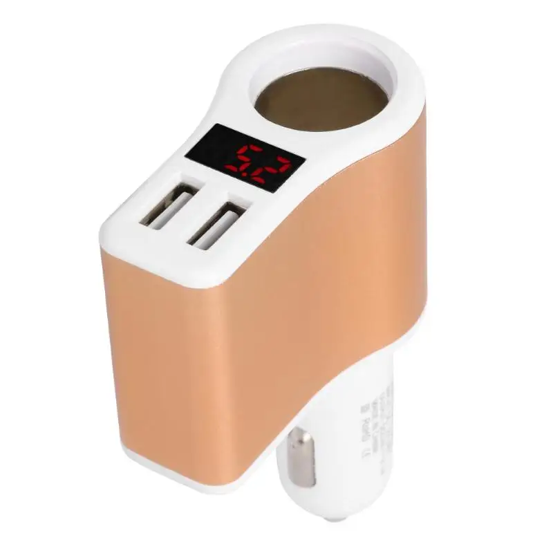 Цифровой дисплей автомобиля зарядное устройство прикуриватель 2 USB зарядка зарядное устройство Международный стандартный интерфейс дизайн
