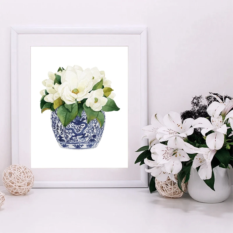 Magnolia Watercolour Canvas Painting Home Decor