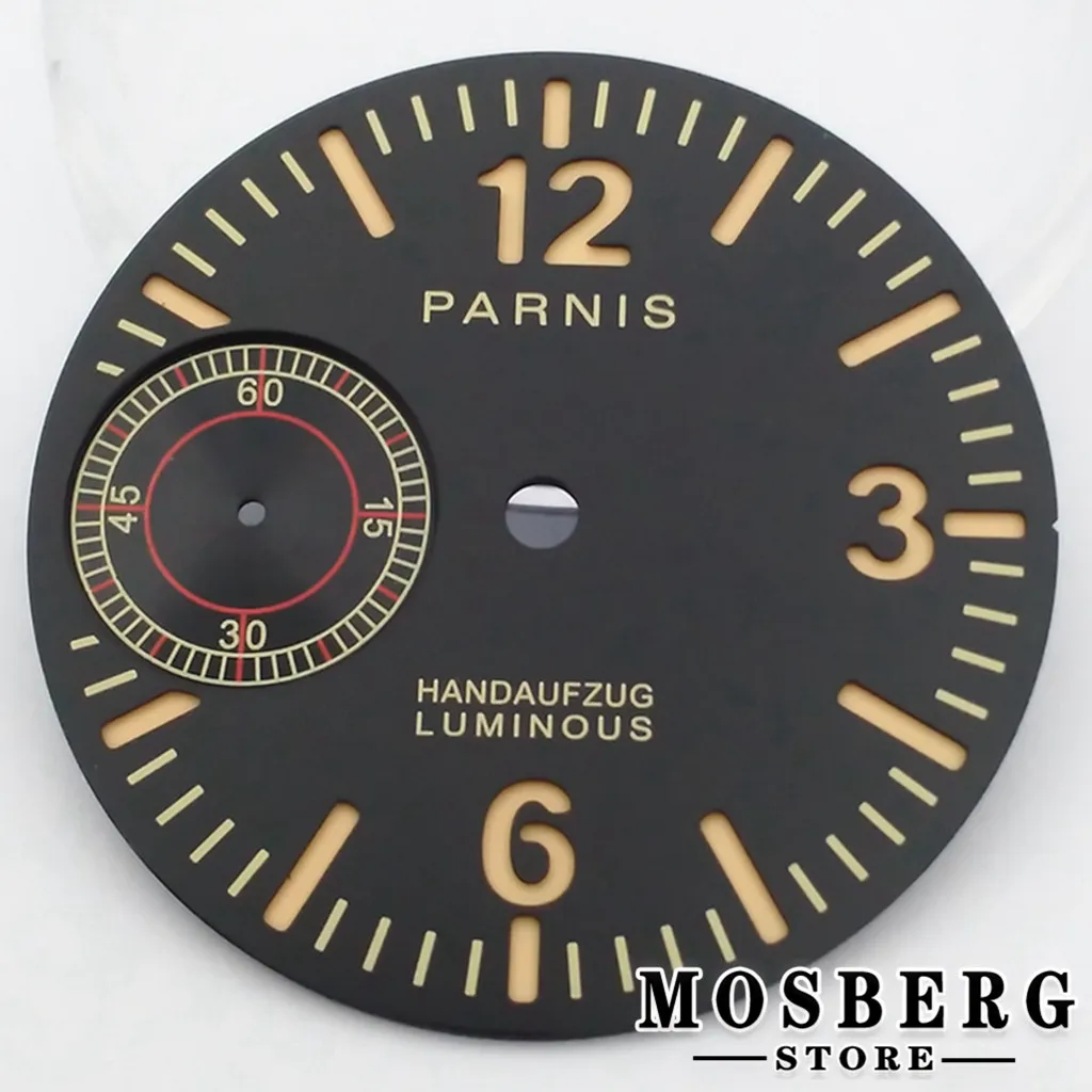 Часы наручные Parnis, стерильные зеленые светящиеся аксессуары для Eta6497 Sea Gull серии St3600, 36 мм